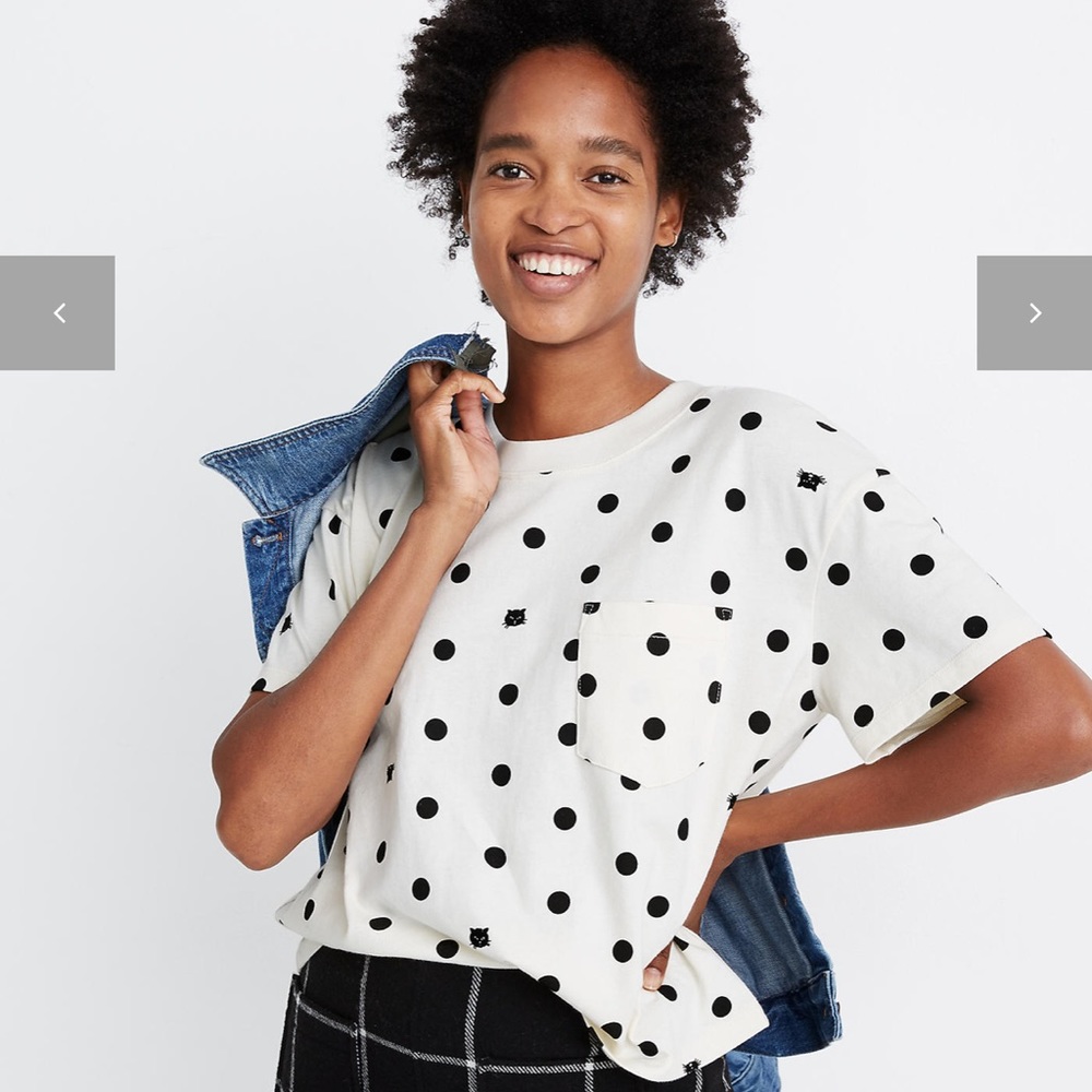 Madewell crop pocket cat tee